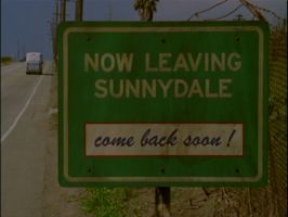 Leaving Sunnydale sign